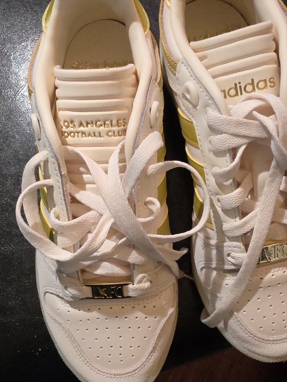 adidas Women's White Sneakers with Gold Accent